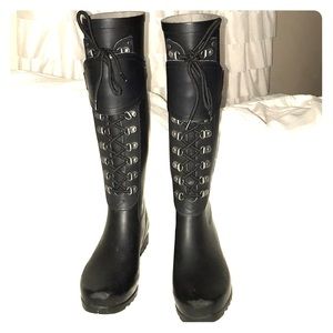 Black UGG lace up rain boots